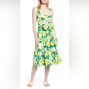 1901  Button Front Lemon Print Dress Size 14